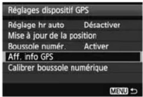 CANON GP-E1 - Réglez [Dispositif GPS] sur [Activer]. - 2