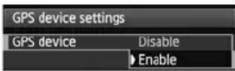 CANON GP-E1 - Select [GPS device settings]. - 1