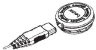 Technical line drawing of a mechanical component with threaded end and circular housing (no text or symbols)