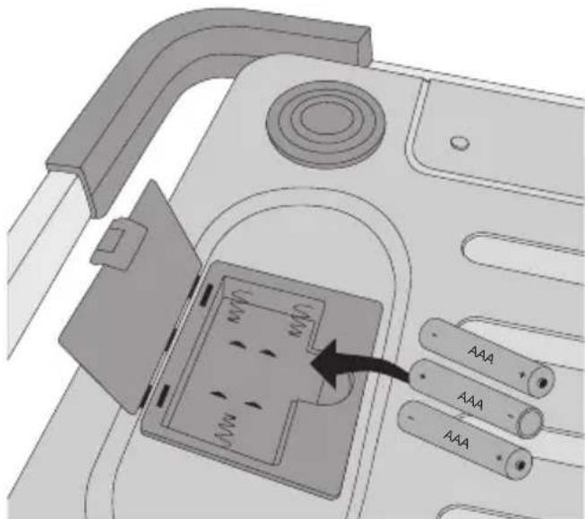 DYMO S100 - Aby włożyć baterie: - 1