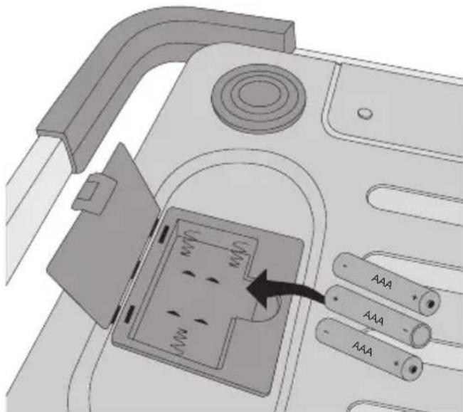 DYMO S180 - Aby włożyć baterie: - 1