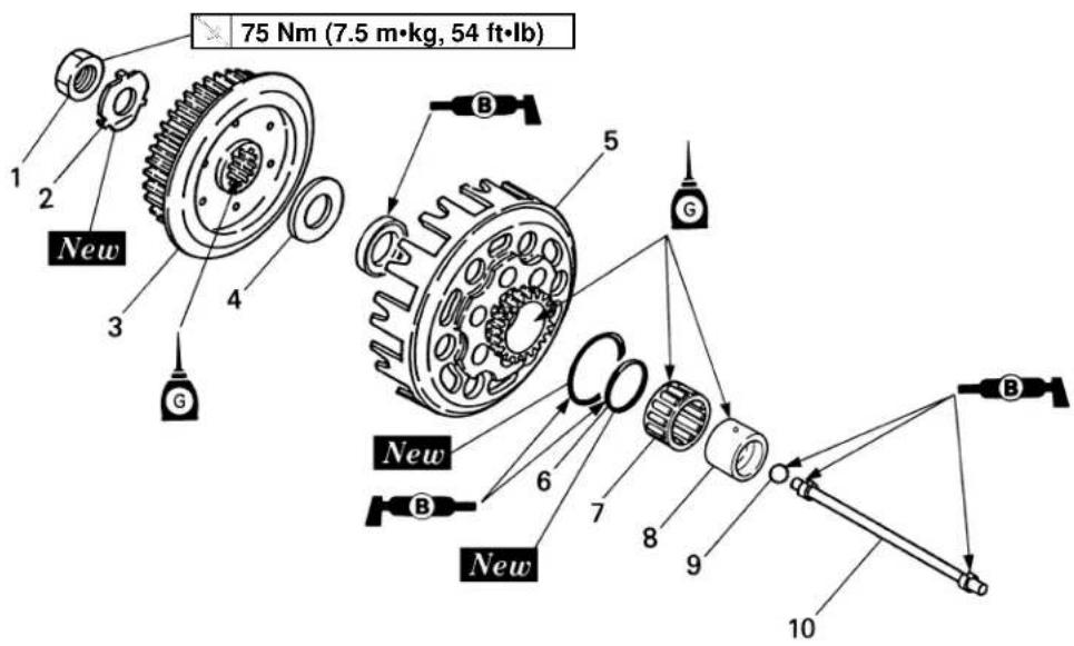 YAMAHA TZ250 - CLUTCH HOUSING AND PUSH ROD - 1