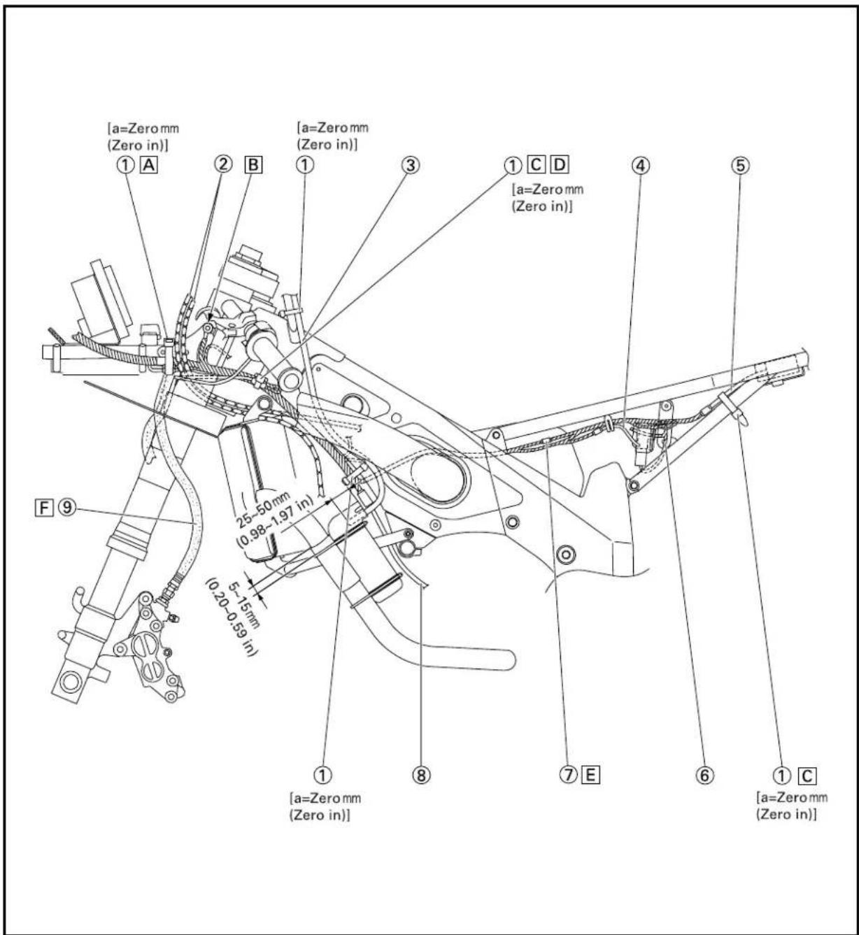 YAMAHA TZ250 - CABLE ROUTING DIAGRAM - 2