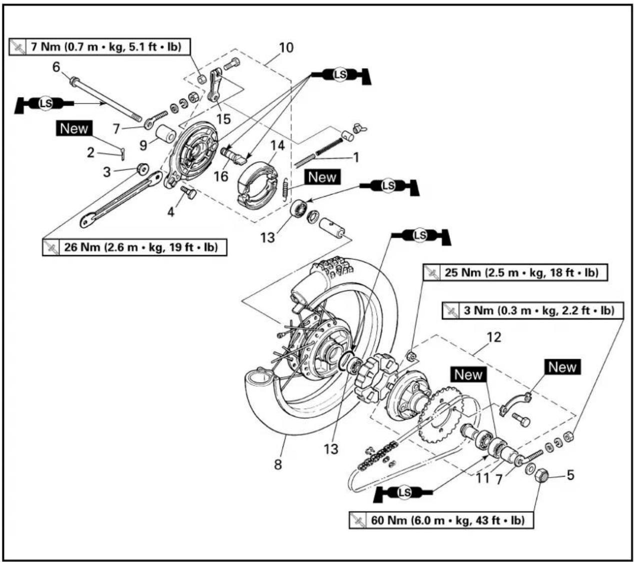 YAMAHA TTR90 - REAR WHEEL AND REAR BRAKE - 1