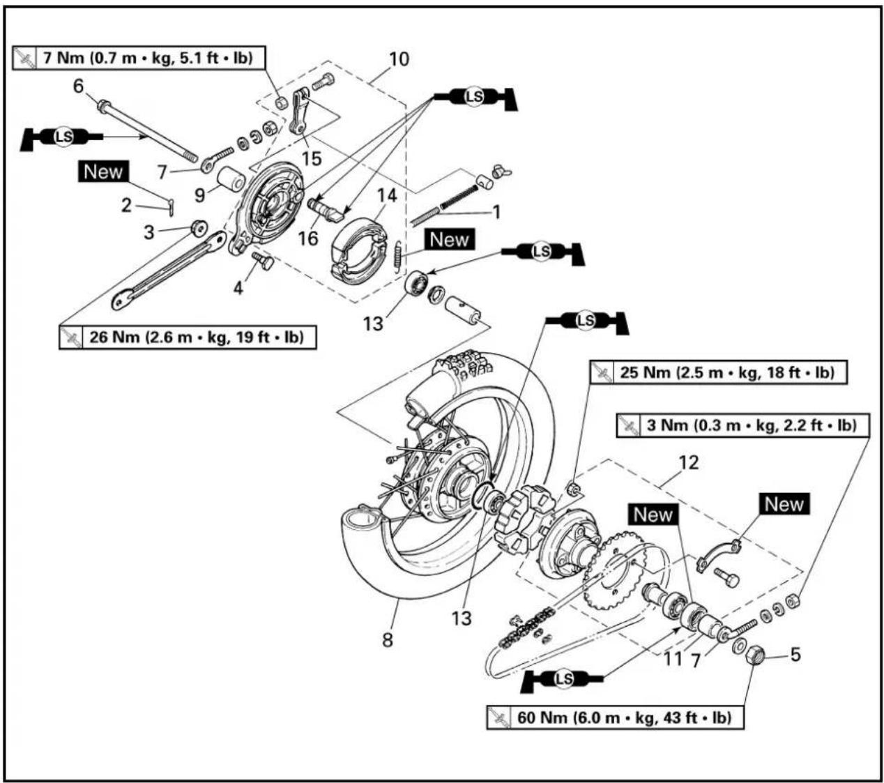 YAMAHA TTR90 - ROUE ET FREIN ARRIERE - 2