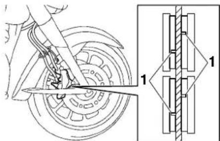 YAMAHA XV1900A - Checking the front and rear brake pads - 1