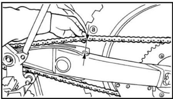 Technical diagram showing mechanical assembly with labeled component 'a' and directional arrow