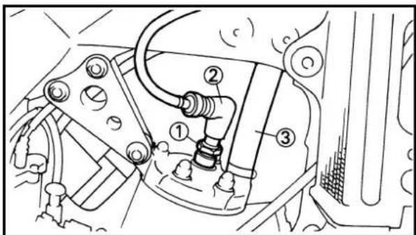 Technical diagram of a mechanical assembly with numbered components, likely for assembly or maintenance instructions.
