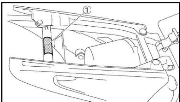 Technical diagram showing a mechanical assembly with labeled component 1