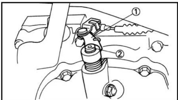 Technical diagram of a mechanical assembly with numbered components, likely illustrating a valve or actuator mechanism.