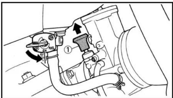 Technical diagram of a mechanical assembly with labeled parts and directional arrows indicating motion or movement.