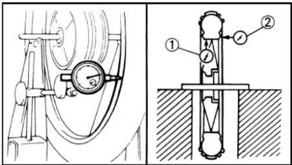 Technical diagram showing mechanical assembly with labeled components and motion indicators
