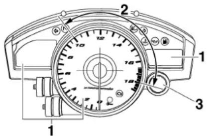 YAMAHA YZF-R6 (2007) - Instelfunctie voor displayhelderheid en voor controlelampje schakelmoment - 1