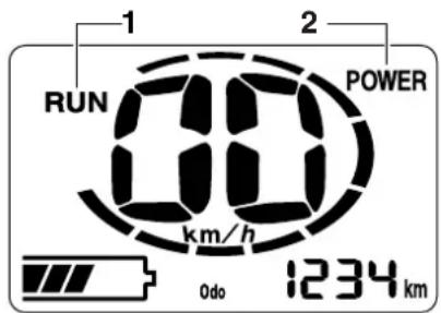 1 RUN POWER km/h 0do 1234 km