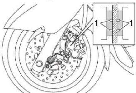 YAMAHA MAJESTY 125 - Checking the front and rear brake pads - 1