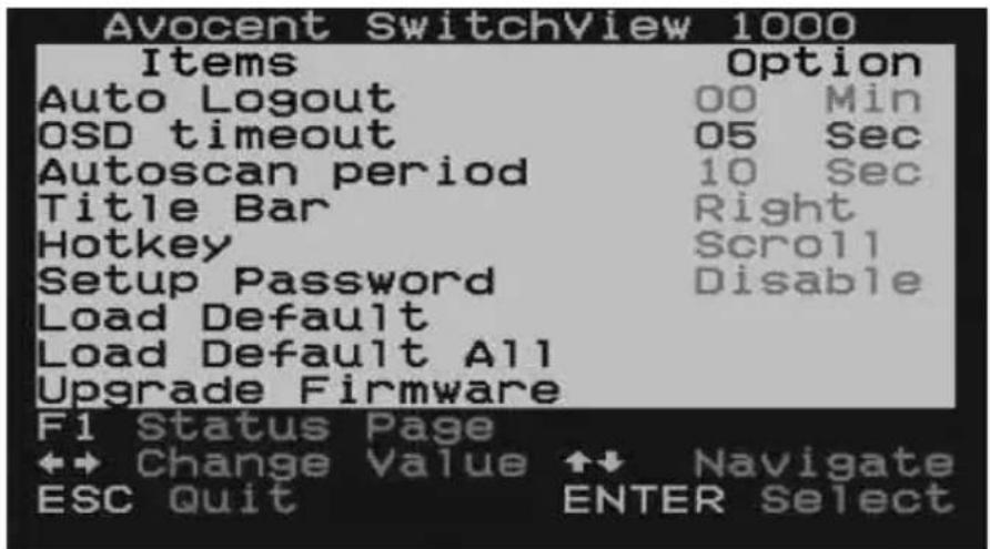 Avocent SwitchView 1000 - Accessing and using the OSD menus - 2