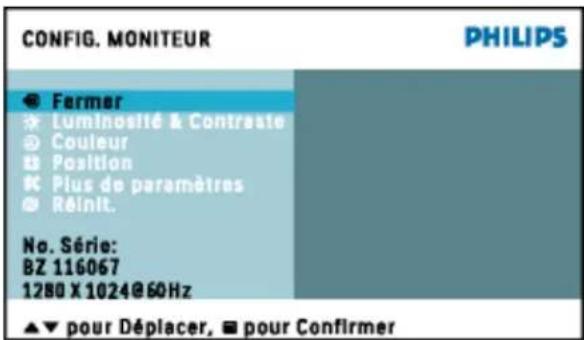 PHILIPS 190C6FS - Description de l'affichage sur écran - 1