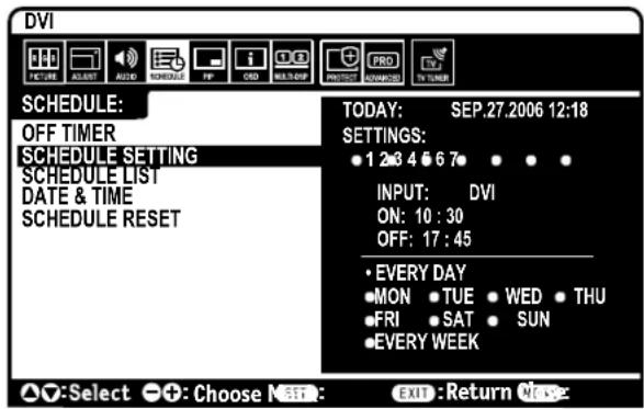 NEC MultiSync LCD4020 - NOTE 1: CREATING A SCHEDULE - 1