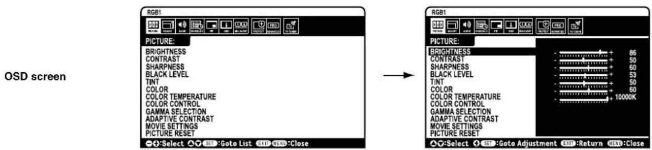 NEC MultiSync LCD4020 - OSD (On-Screen-Display) Controls - 4