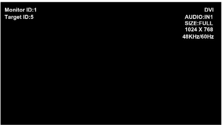 Monitor ID:1 Target ID:5 DVI AUDIO:IN1 SIZE:FULL 1024 X 768 48KHz/60Hz