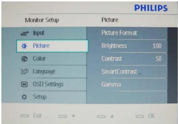 PHILIPS 231E1SB - Description of the On Screen Display - 1