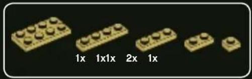 Five LEGO-shaped blocks arranged horizontally on a black background, each labeled with a multiplier value (1x, 1x1x, 2x, 1x) below it.