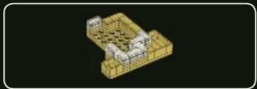 3D rendered model of a yellow LEGO building with visible structural details (no text or symbols)