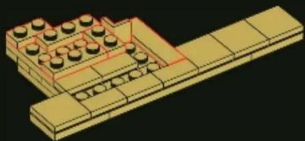 3D architectural model of a building complex with multiple rectangular blocks and circular elements (no text or symbols visible)