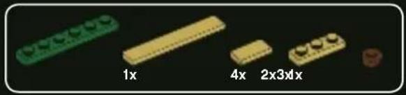 Four LEGO-shaped blocks with different sizes labeled 1x, 4x, 2x3x1x (no additional text or symbols)