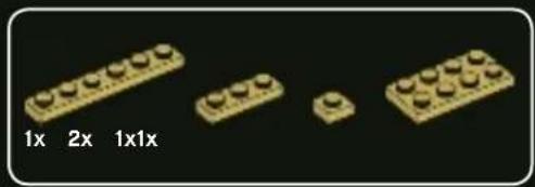 Three LEGO brick blocks arranged on a black background, labeled 1x, 2x, and 1x1x (no additional text or symbols)
