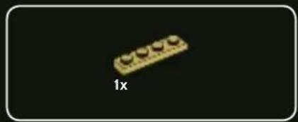 Yellow LEGO brick with four rounded pins on a black background, labeled '1x' below (no other text or symbols)