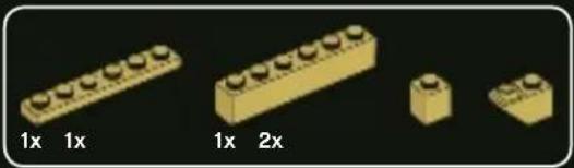 Four yellow LEGO brick blocks with rounded tops, shown against a black background (no text or symbols)