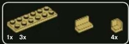 Three LEGO-shaped blocks with rounded tops and labeled dimensions (1x, 3x, 4x) on a dark background, no text or symbols on the blocks themselves.