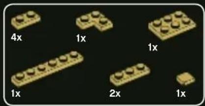 Six LEGO-shaped blocks arranged in a row, each labeled with a multiplier (4x, 1x, 1x, 2x, 1x) on a black background.