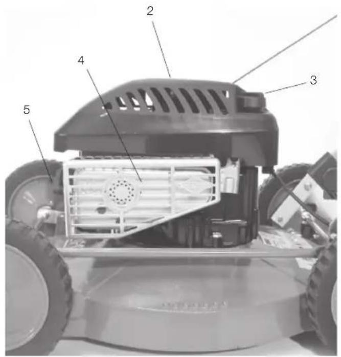 Labeled diagram of a robotic vehicle showing numbered components for assembly or maintenance reference.