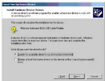 MOTOROLA SB4200 - Setting Up a USB Driver in Windows 2000 - 2