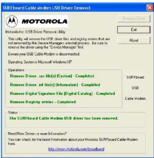 MOTOROLA SB4200 - Removing the USB Driver from Windows XP, continued - 1