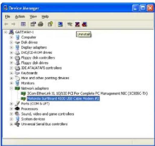 MOTOROLA SB4200 - Removing the USB Driver from Windows XP, continued - 1