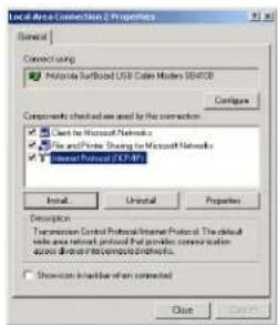 MOTOROLA SB4200 - Configuring TCP/IP in Windows 2000 or XP, continued - 1