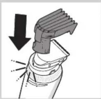 Diagram of a hairdryer with a downward arrow indicating compression or disassembly (no text or symbols present)