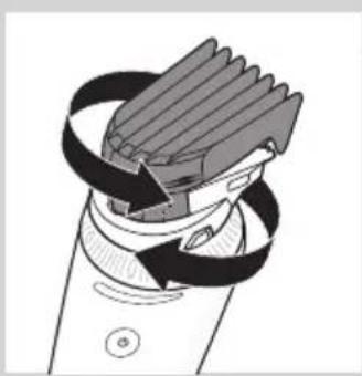 Diagram of a hairbrush with black bands and a circular base, no text or symbols present