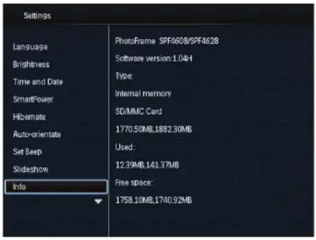 PHILIPS SPF4628 - Affichage des informations du Cadre Photo - 1
