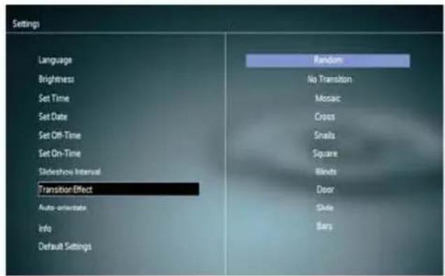 PHILIPS SPF4610 - Select a slideshow transition effect - 1