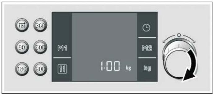 BOSCH HMT85MR53 - Mit dem Drehwähler das Gewicht einstellen. - 1