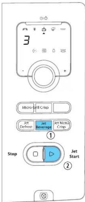 3 Micro grill Crisp Jet Defrost Jet Beverage Jet Menu Crisp ① Stop Jet Start ②