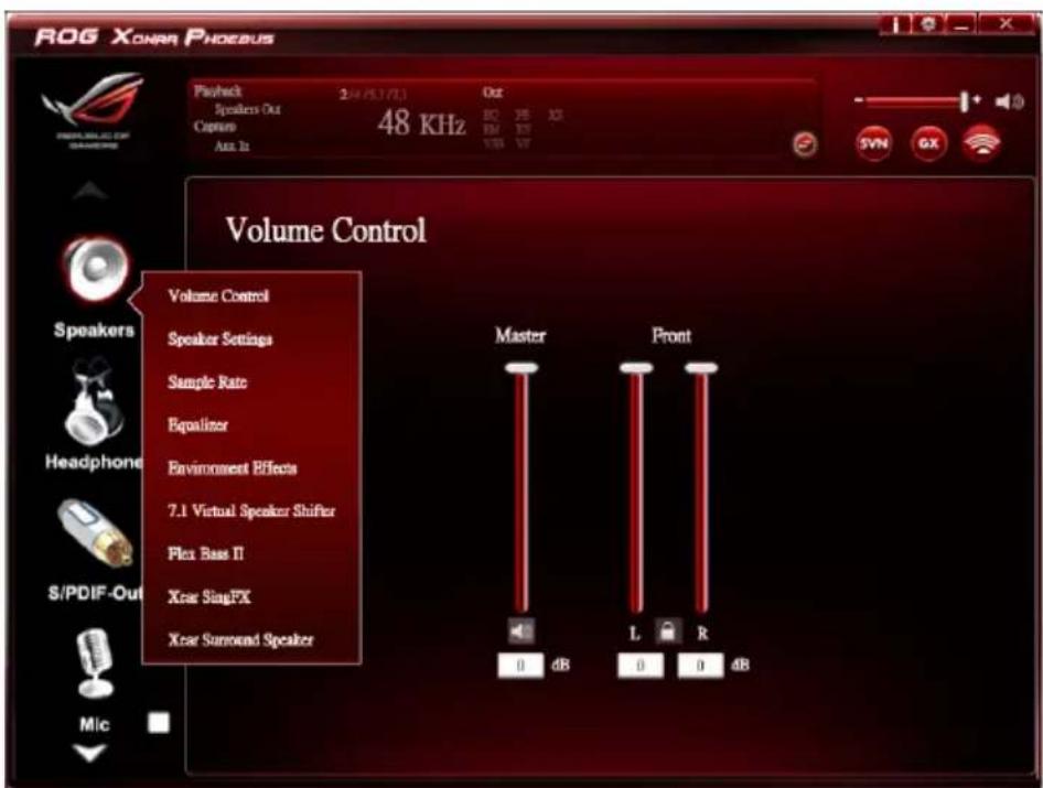 ASUS E7799 Xonar Phoebus - To open the pop-up menu:: - 1