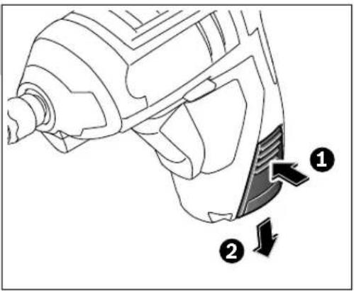 Technical diagram of a mechanical component with labeled parts and directional arrows indicating motion or flow.