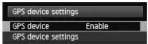CANON GP-E2 - Select [GPS device settings]. - 1