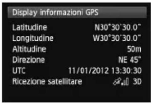 CANON GP-E2 - Selezionare [Display informazioni GPS]. - 2