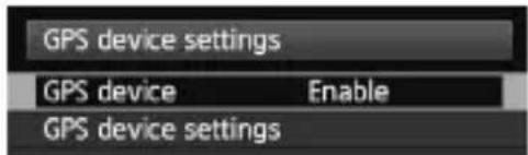 CANON GP-E2 - Select [GPS device settings]. - 1